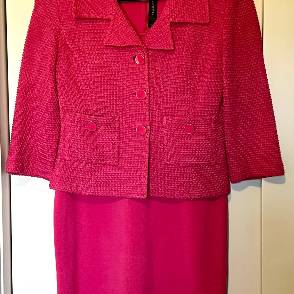 St John Pink Textured Blazer and Dress Set size 6/8